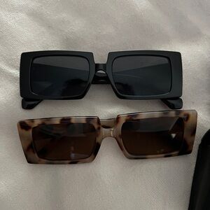 TWO Black and Tortoise Rectangular Sunglasses